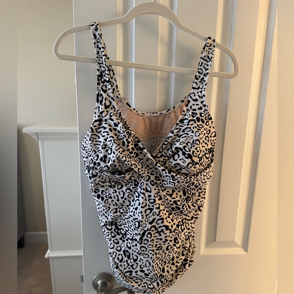 Kona Sol Black & White Leopard One-Piece Swimsuit